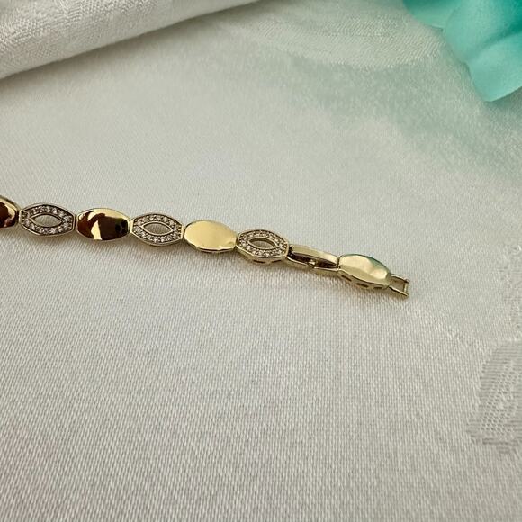 14K Gold Plated XP Adjustable Womens Bracelet Oval Link Oro Laminado - Picture 4 of 9